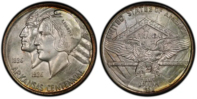 1938 50C Arkansas obverse and reverse thumbnail