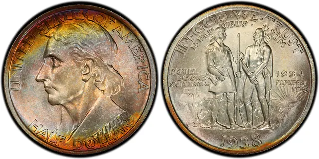 1938 50C Boone obverse and reverse thumbnail