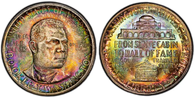 1946 50C Booker T. Washington obverse and reverse thumbnail