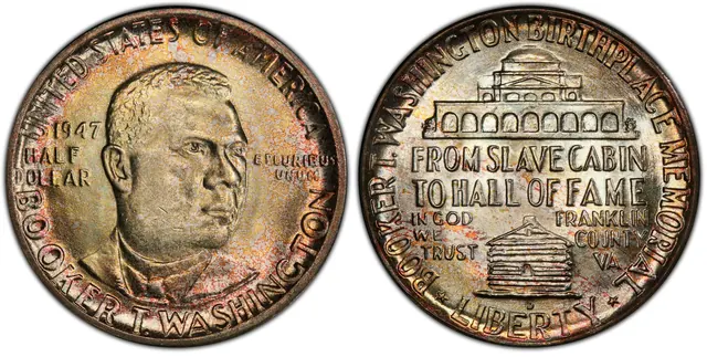 1947-D 50C Booker T. Washington obverse and reverse thumbnail