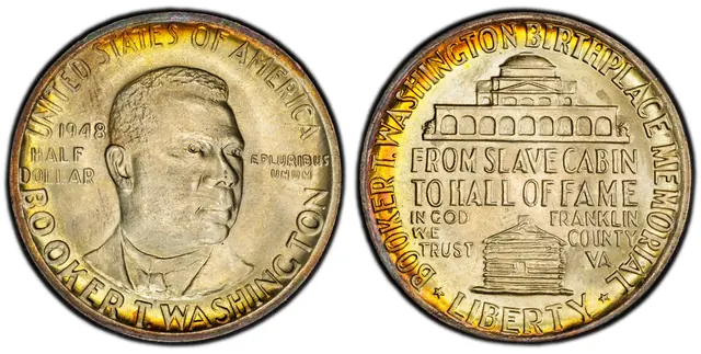 1948 50C Booker T. Washington obverse and reverse thumbnail