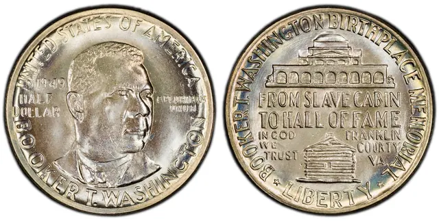1949 50C Booker T. Washington obverse and reverse thumbnail