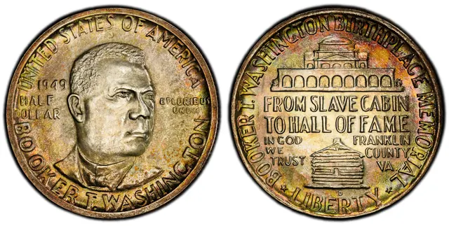 1949-D 50C Booker T. Washington obverse and reverse thumbnail