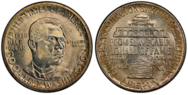 1950-D 50C Booker T. Washington obverse and reverse thumbnail