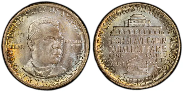 1951 50C Booker T. Washington obverse and reverse thumbnail