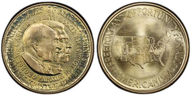 1953 50C Washington-Carver obverse and reverse thumbnail