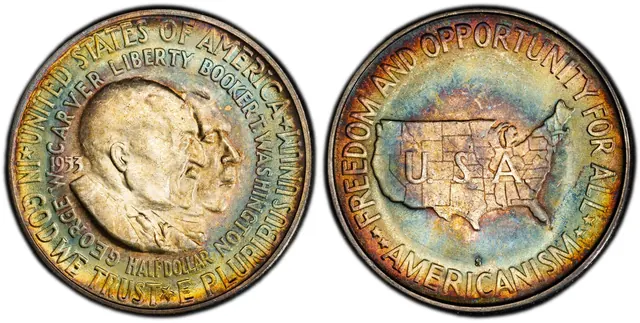 1953-S 50C Washington-Carver obverse and reverse thumbnail