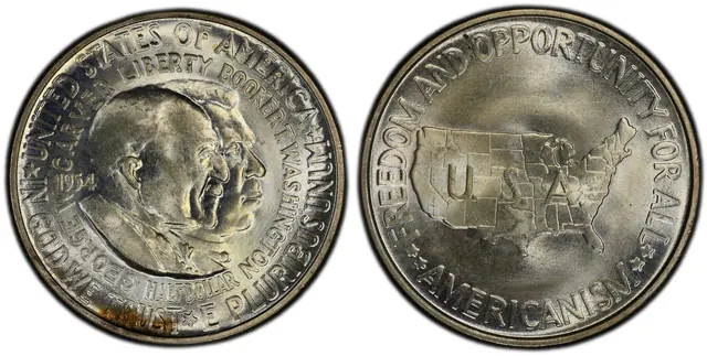 1954 50C Washington-Carver obverse and reverse thumbnail