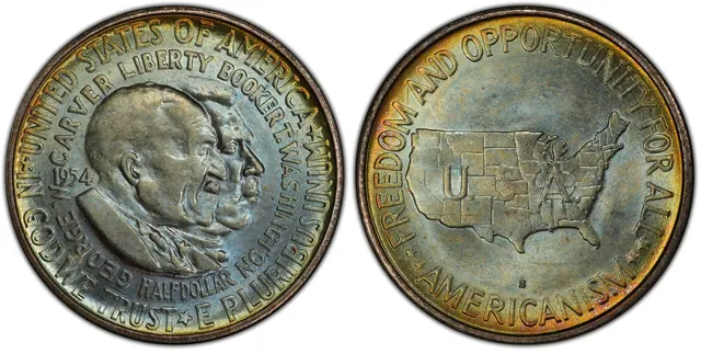 1954-S 50C Washington-Carver obverse and reverse thumbnail