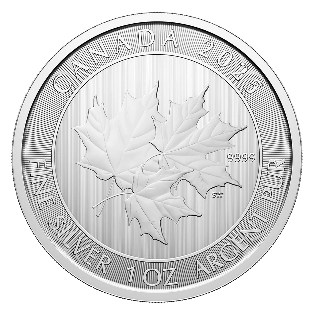 Exact 2025 Triple Maple bullion reverse