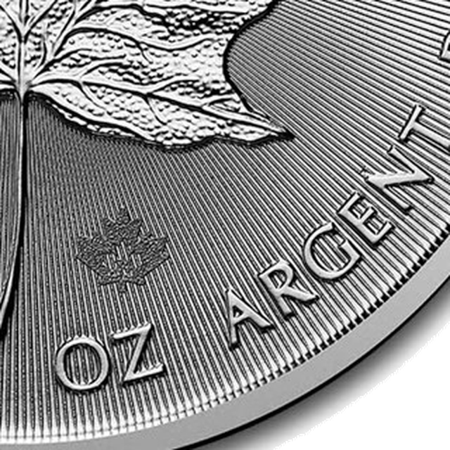 2024 Silver Maple Leaf reverse detail showing the micro-engraved security mark