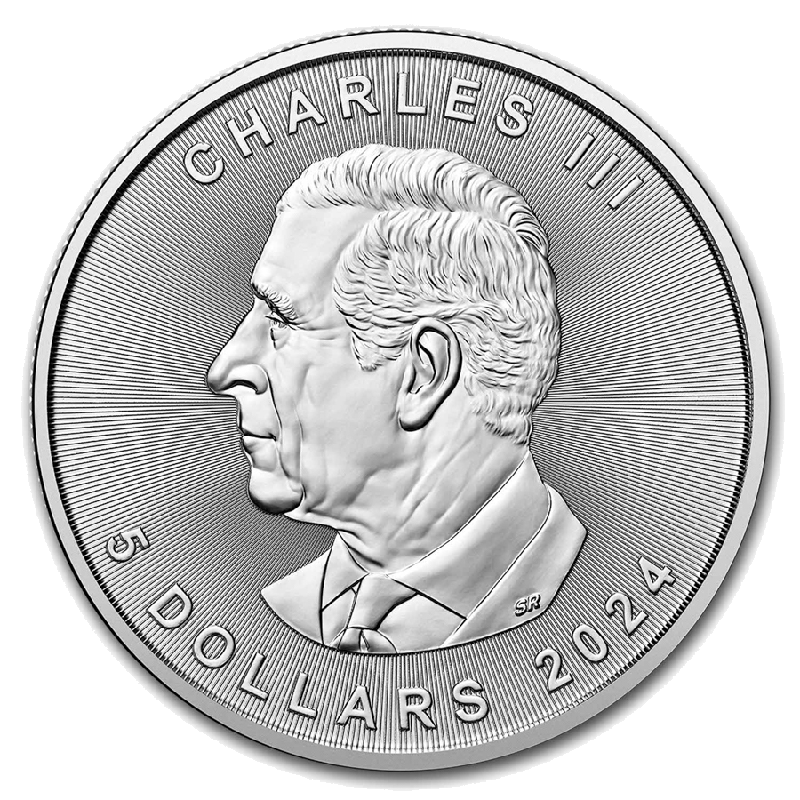 2024 standard one-ounce Silver Maple Leaf Charles III obverse