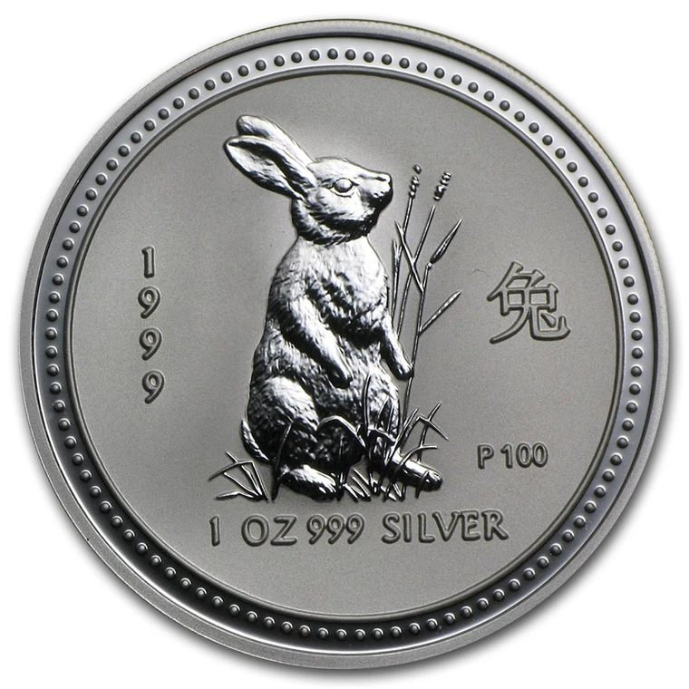 1999 Australian Lunar Series I Year of the Rabbit 1 oz silver bullion coin reverse