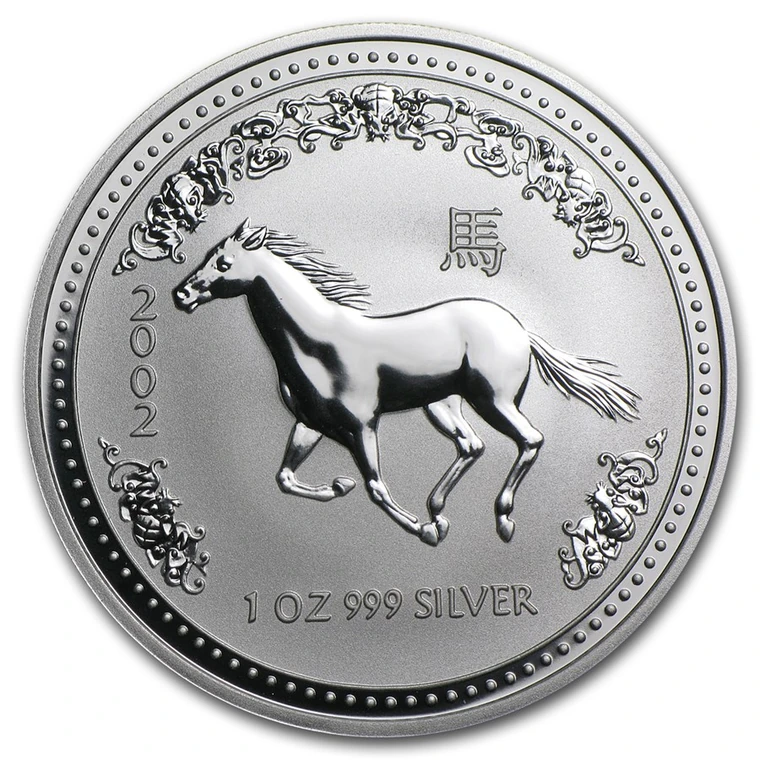 2002 Australian Lunar Series I Year of the Horse 1 oz silver bullion coin reverse