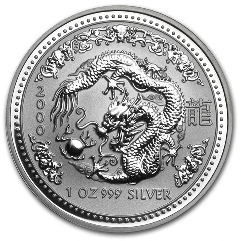 2000 Australian Lunar Series I Year of the Dragon 1 oz silver bullion coin reverse