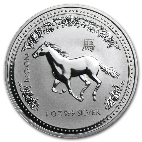 2002 Australian Lunar Series I Year of the Horse 1 oz silver bullion coin reverse