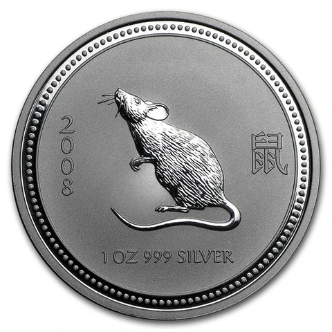 2008 Australian Lunar Series I Year of the Mouse 1 oz silver bullion coin reverse