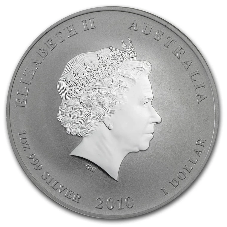 2010 Australian Lunar Series II Year of the Tiger 1 oz silver bullion coin obverse
