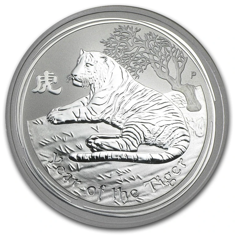 2010 Australian Lunar Series II Year of the Tiger 1 oz silver bullion coin reverse