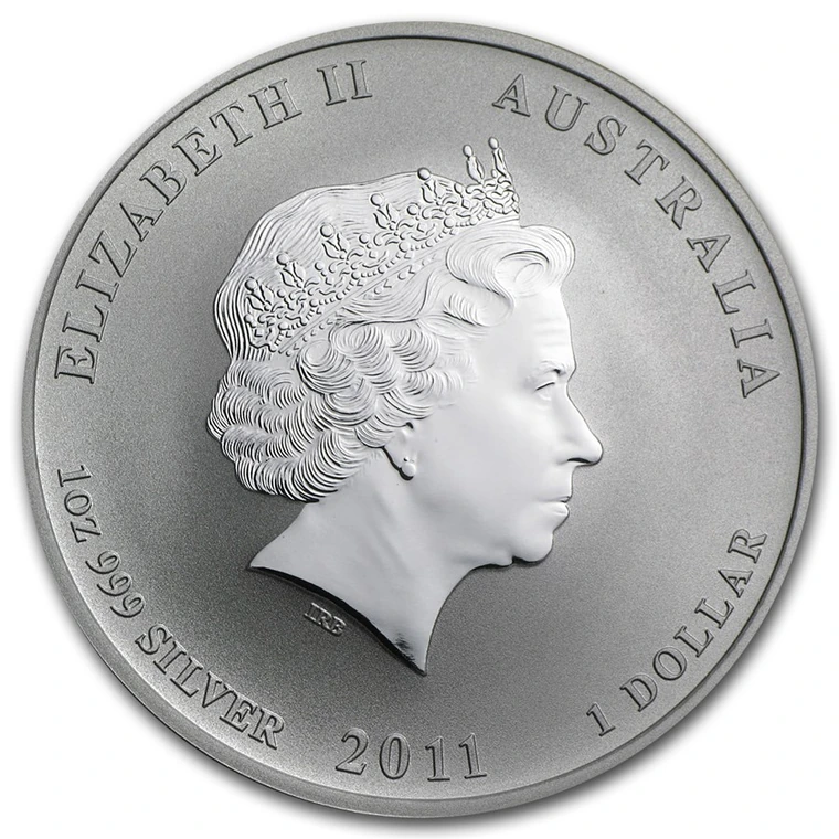 2011 Australian Lunar Series II Year of the Rabbit 1 oz silver bullion coin obverse