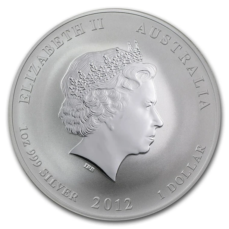 2012 Australian Lunar Series II Year of the Dragon 1 oz silver bullion coin obverse