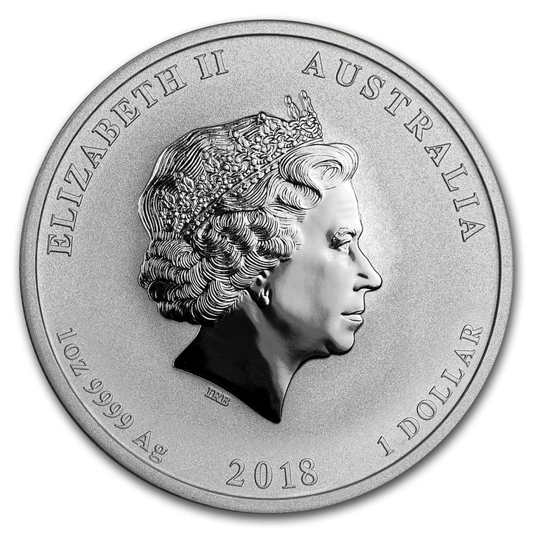 2018 Australian Lunar Series II Year of the Dog 1 oz silver bullion coin obverse
