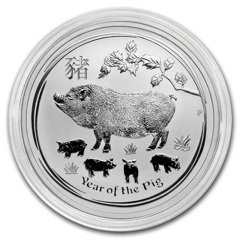 2019 Australian Lunar Series II Year of the Pig 1 oz silver bullion coin reverse