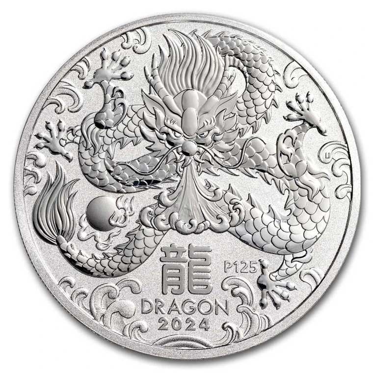 2024 Australian Lunar Series III Year of the Dragon 1 oz silver bullion coin reverse