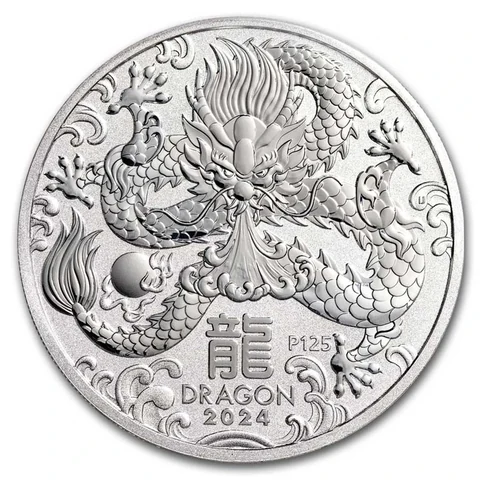 2024 Australian Lunar Series III Year of the Dragon 1 oz silver bullion coin reverse