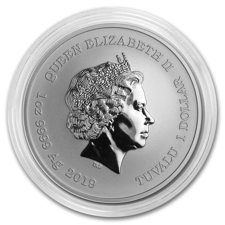 2019 Tuvalu Black Flag Queen Anne's Revenge standard 1 oz silver BU coin obverse
