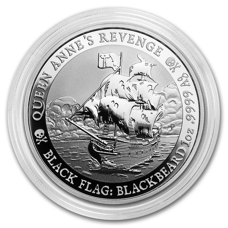 2019 Tuvalu Black Flag Queen Anne's Revenge standard 1 oz silver BU coin reverse