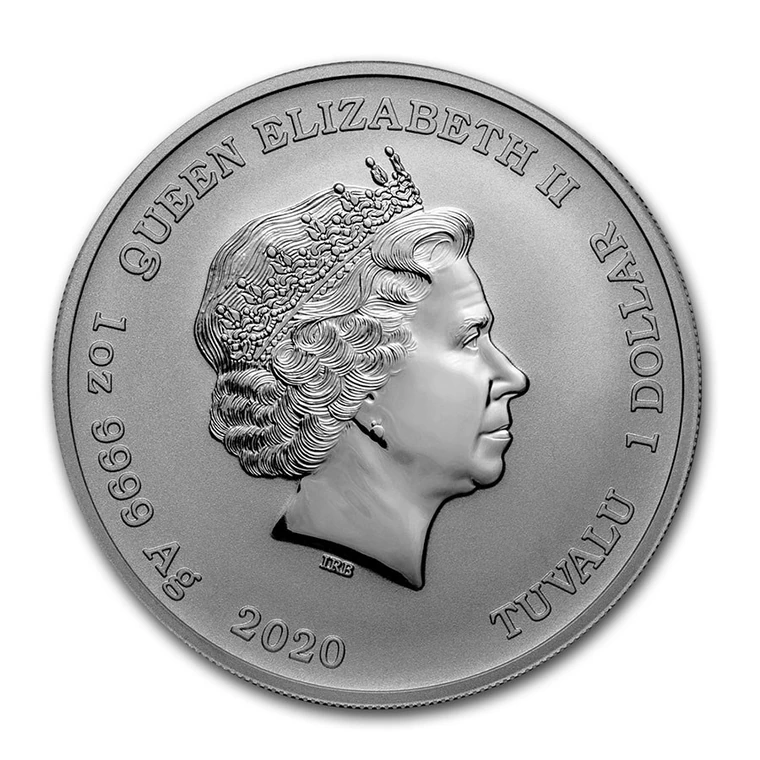 2020 Tuvalu Black Flag Royal Fortune standard 1 oz silver BU coin obverse