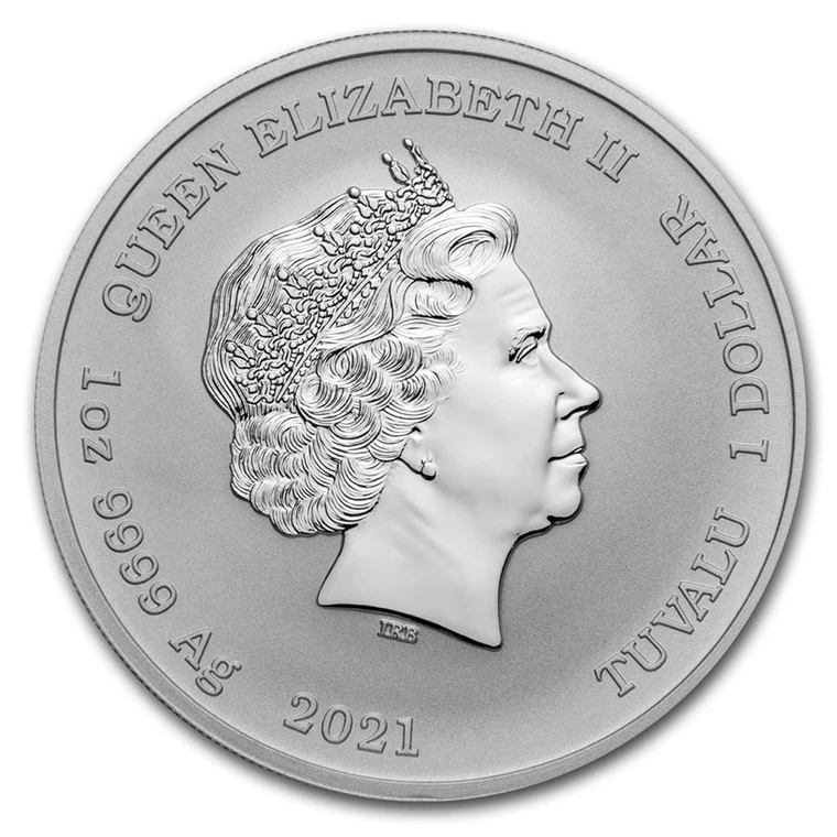 2021 Tuvalu Black Flag Red Flag Fleet standard 1 oz silver BU coin obverse