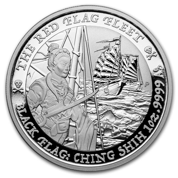 2021 Tuvalu Black Flag Red Flag Fleet standard 1 oz silver BU coin reverse
