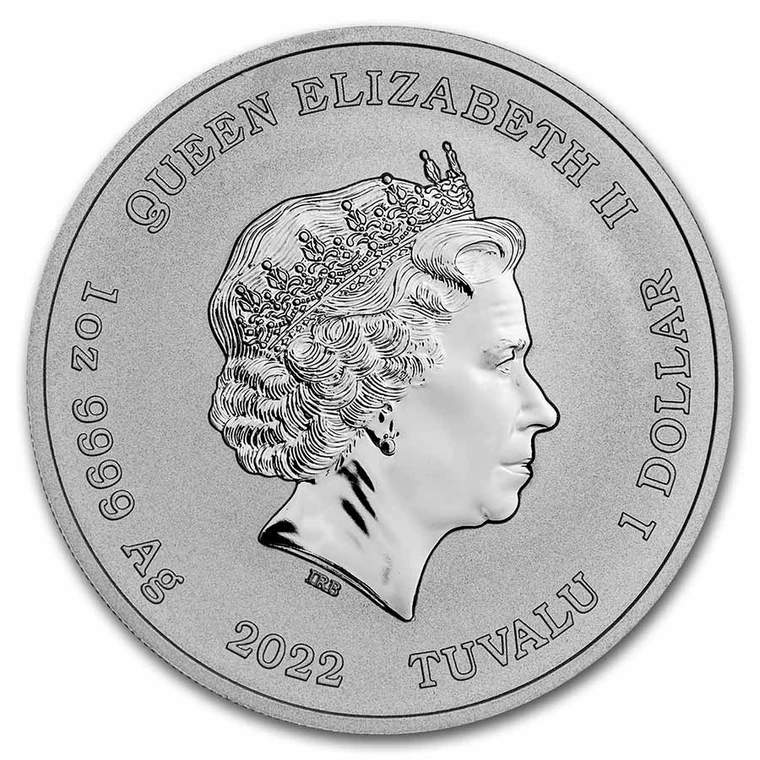 2022 Tuvalu Black Flag Rising Sun standard 1 oz silver BU coin obverse