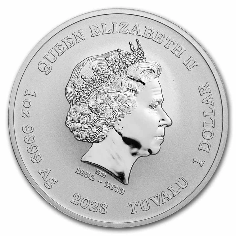 2023 Tuvalu Black Flag The Fancy standard 1 oz silver BU coin obverse