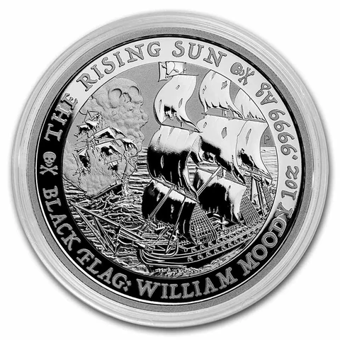 2022 Tuvalu Black Flag Rising Sun standard 1 oz silver BU coin reverse