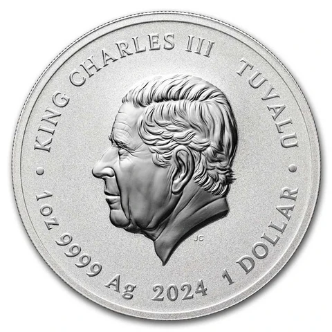 2024 Tuvalu Black Flag The Kingston standard 1 oz silver BU coin obverse