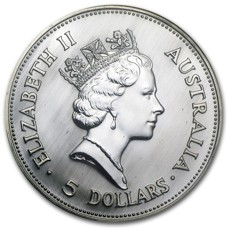 1990 Australian Silver Kookaburra 1 oz bullion coin obverse
