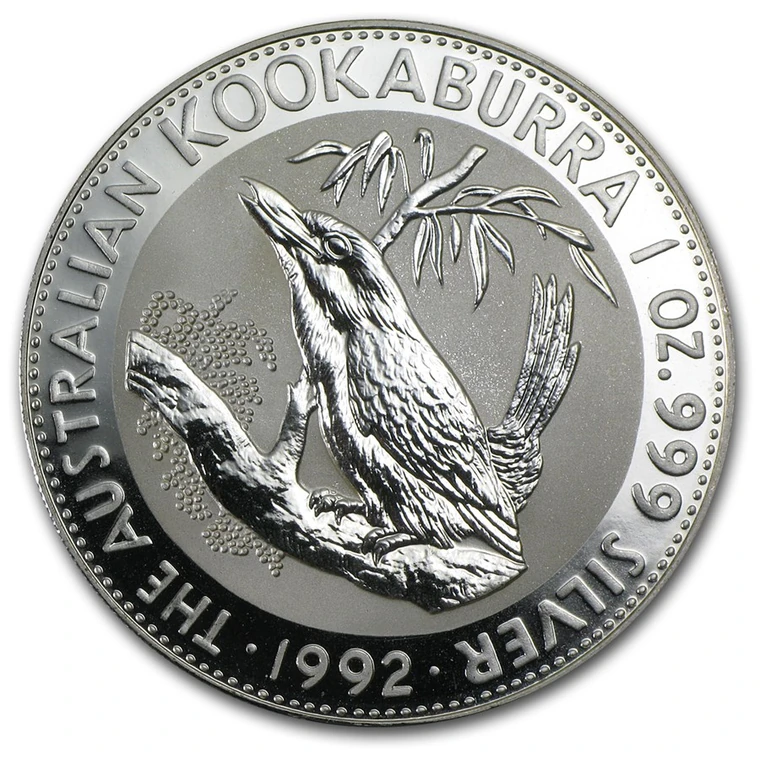 1992 Australian Silver Kookaburra 1 oz bullion coin reverse