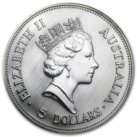 1990 Australian Silver Kookaburra 1 oz bullion coin obverse