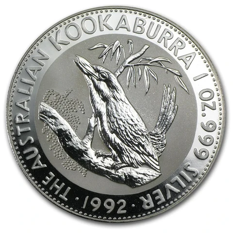 1992 Australian Silver Kookaburra 1 oz bullion coin reverse