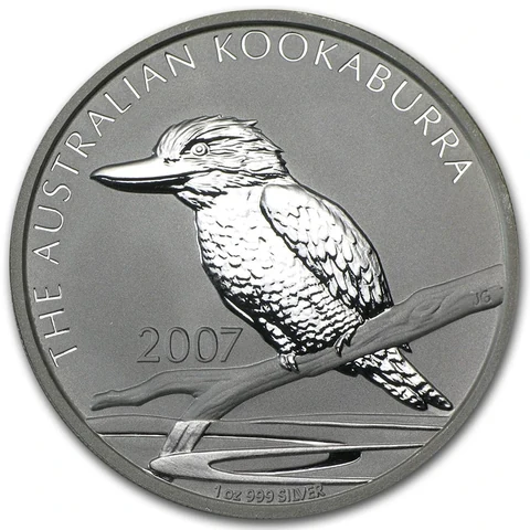 2007 Australian Silver Kookaburra 1 oz bullion coin reverse