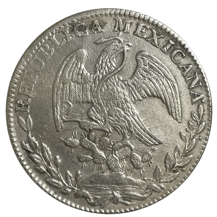 Obverse of 1840 Guanajuato Go PJ Republican Cap-and-Rays 8 Reales