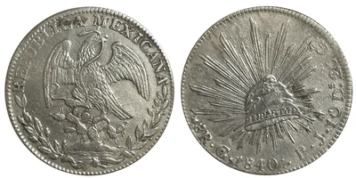 Thumbnail of 1840 Guanajuato Go PJ Republican Cap-and-Rays 8 Reales