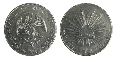 Thumbnail of 1897 Guanajuato Go RS final-year Republican Cap-and-Rays 8 Reales