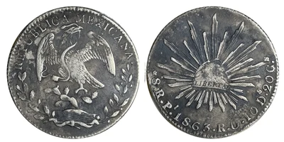 Thumbnail of Representative 1863 Pi RO San Luis Potosí Republican 8 Reales