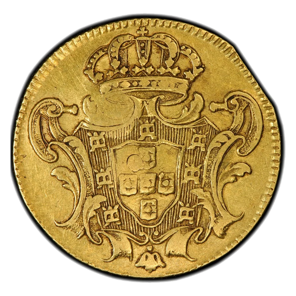 1745-R Brazil 6,400 reis with Ephraim Brasher countermark reverse
